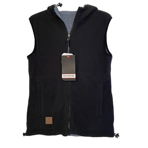 Little Donkey Andy Reversible Black Grey Fleece Vest XS‎ NWT - Picture 13 of 13